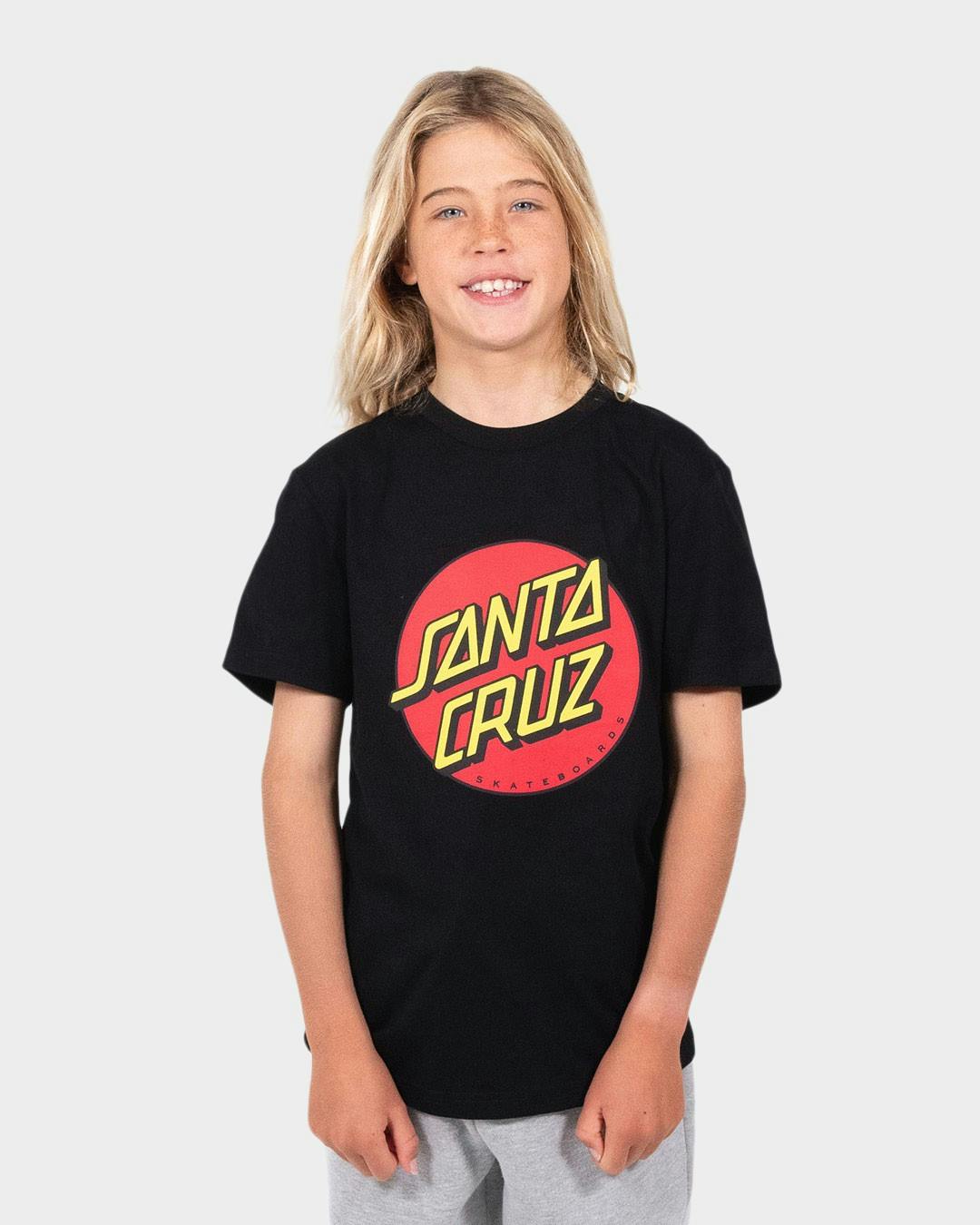 øjeblikkelig lejer køber Classic Dot Front Santa Cruz Boys S/S T-shirt - Black